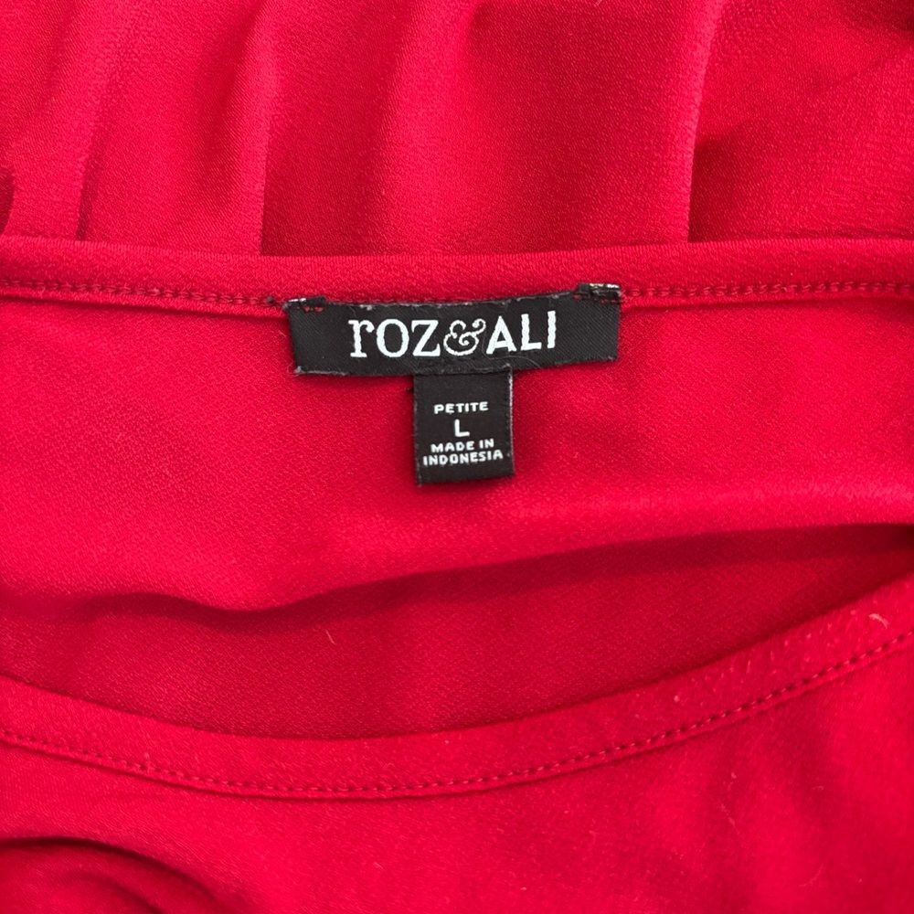 ROZ & ALI Split Sleeve Stretch Pullover Blouse • size Large Petite - Picture 3 of 4